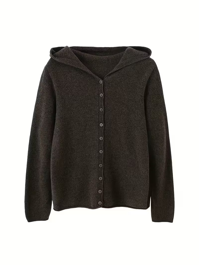 Damski wełniany kardigan z kapturem