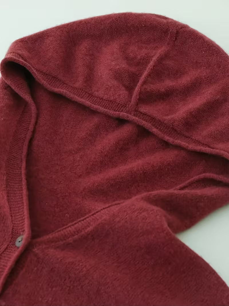 Damski wełniany kardigan z kapturem