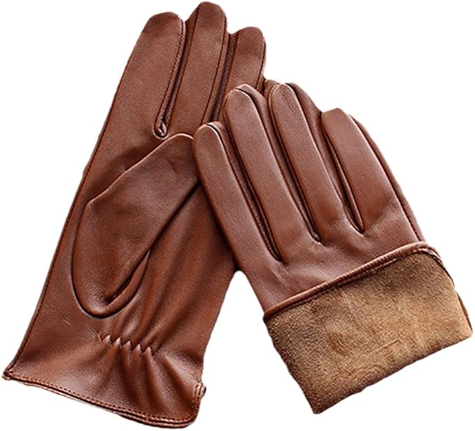 Brązowe skórzane rękawiczki męskie
