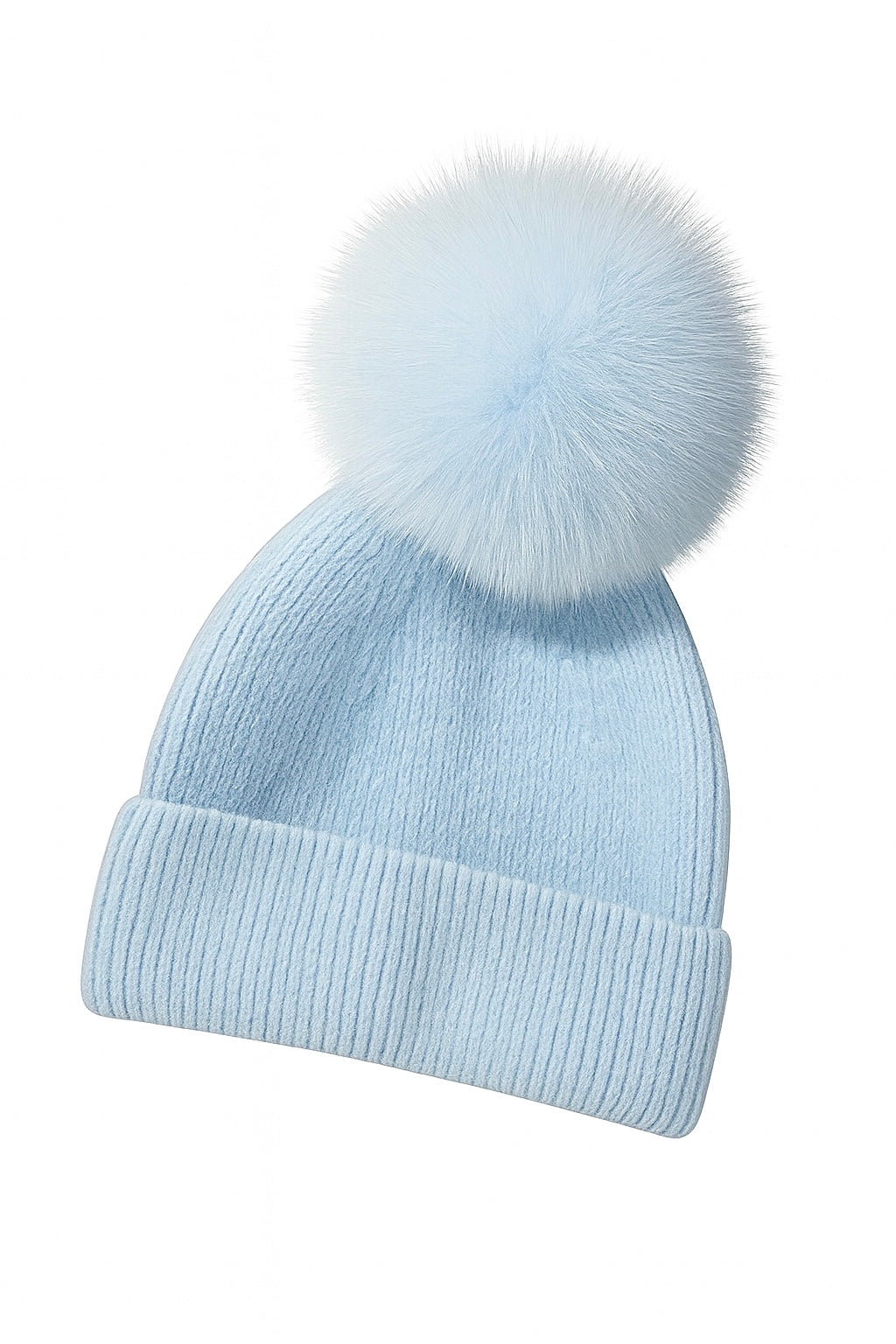 Ciepła czapka z pomponem z naturalnego lisa