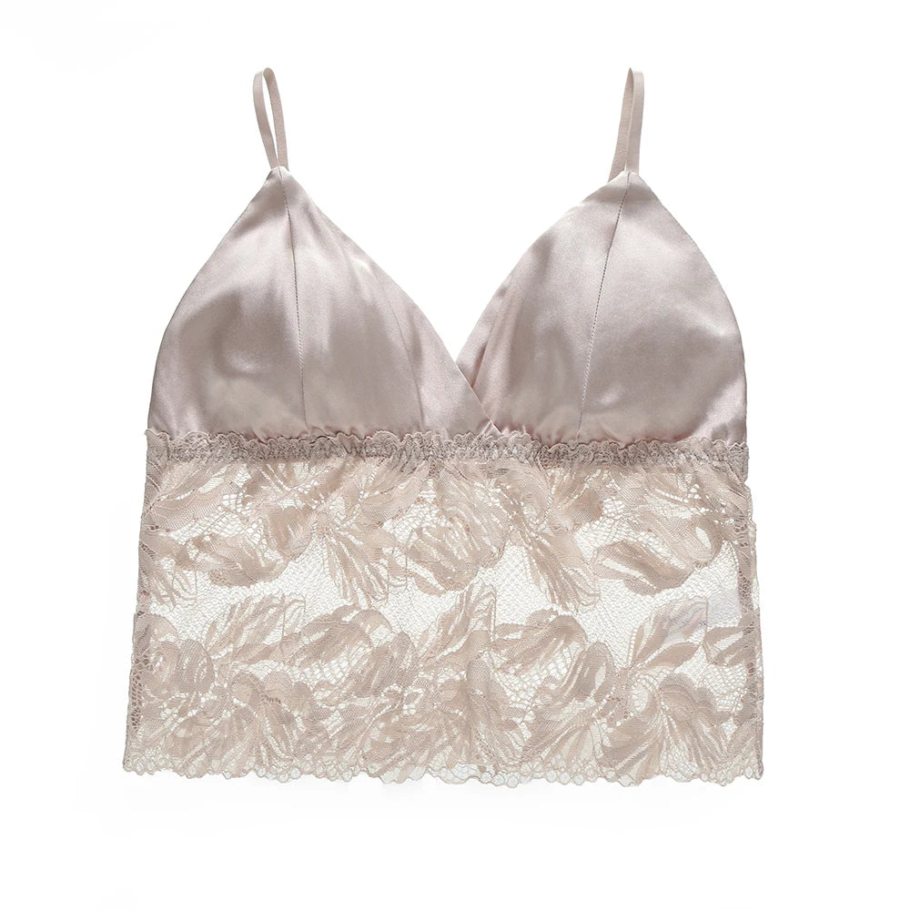 Jedwabny biustonosz top z koronką