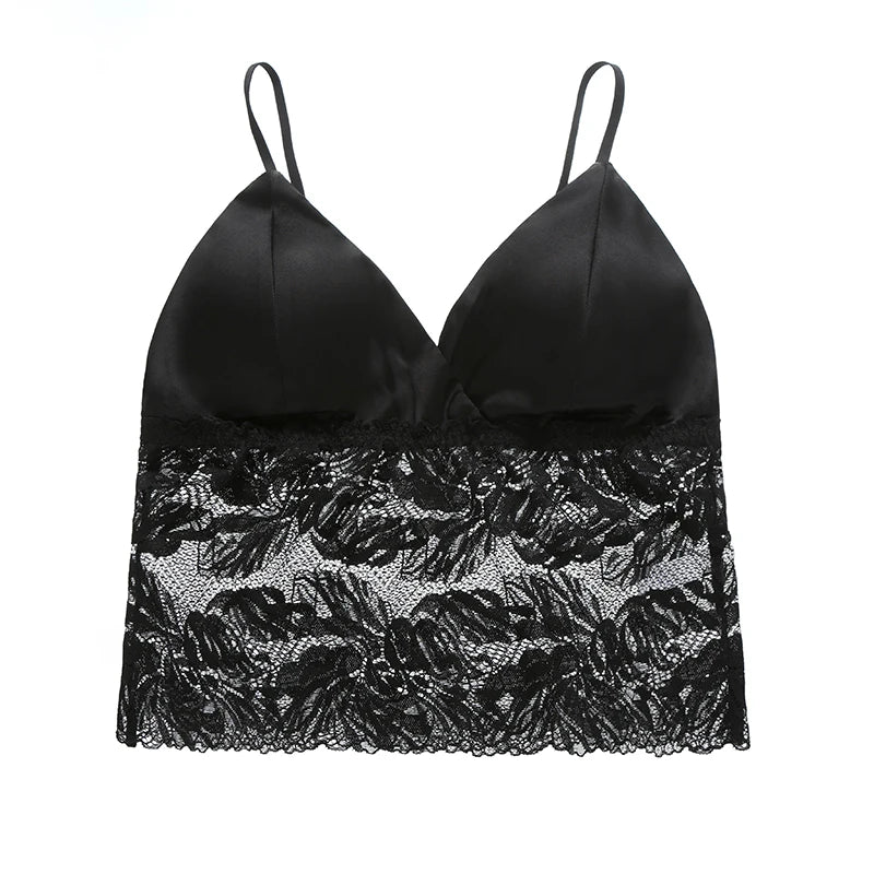 Jedwabny biustonosz top z koronką