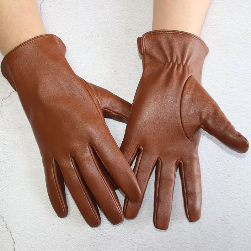 Brązowe skórzane rękawiczki męskie