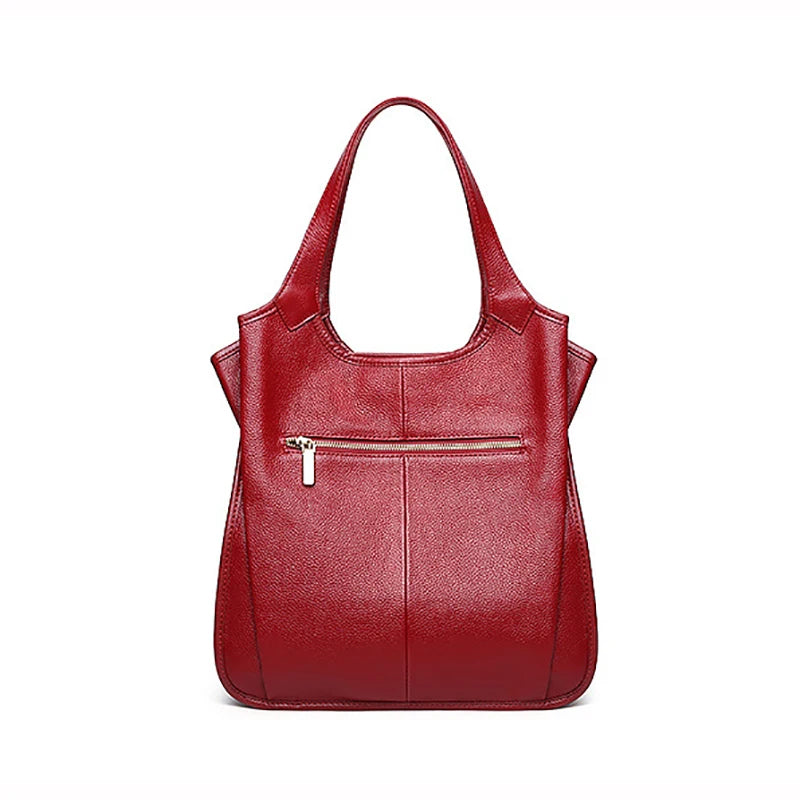 Czerwona skórzana torba shopper