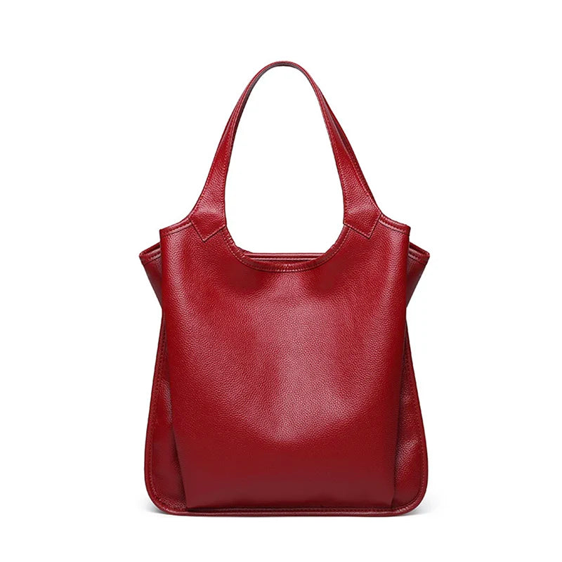 Czerwona skórzana torba shopper