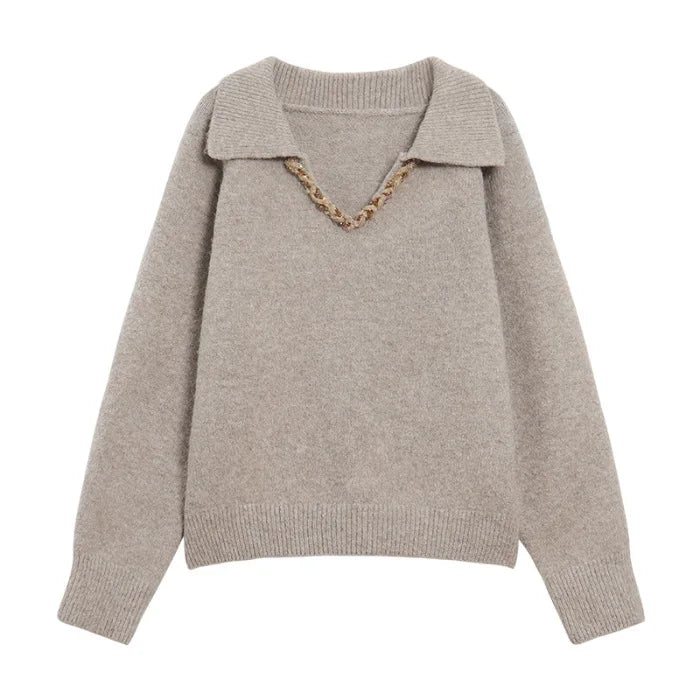 Sweter z ozdabianym dekoltem Mia