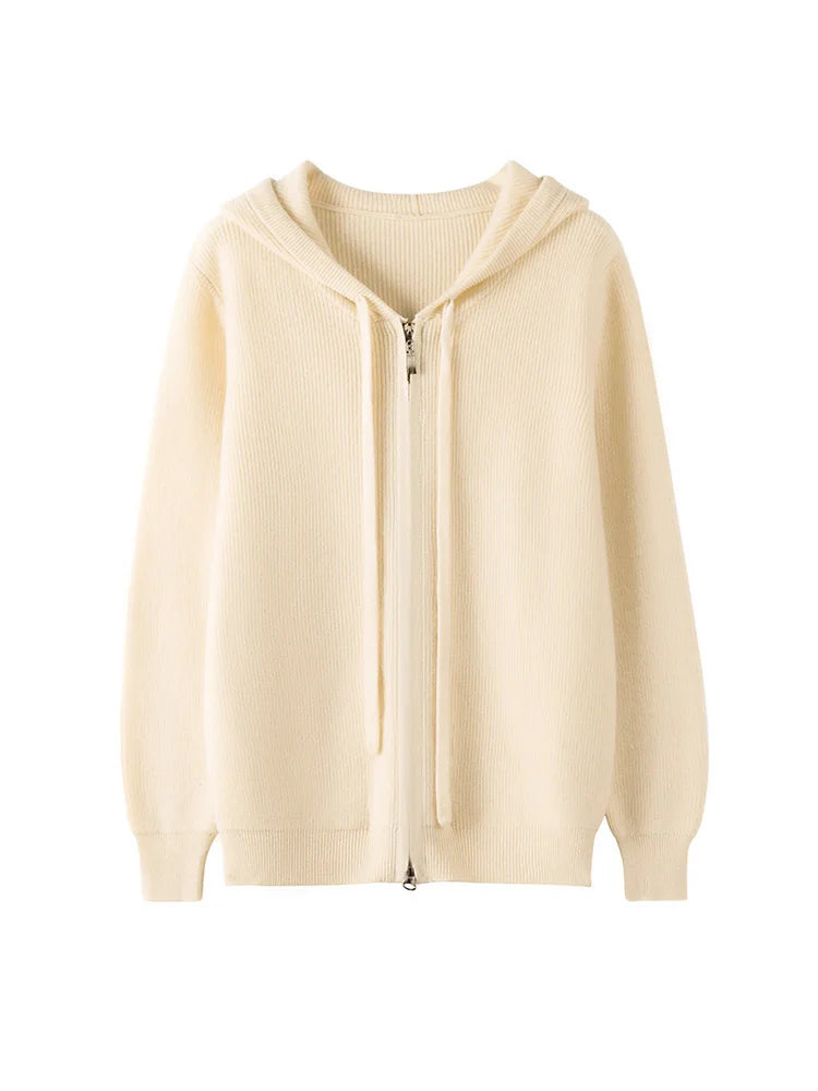 Wełniana bluza z kapturem na suwak