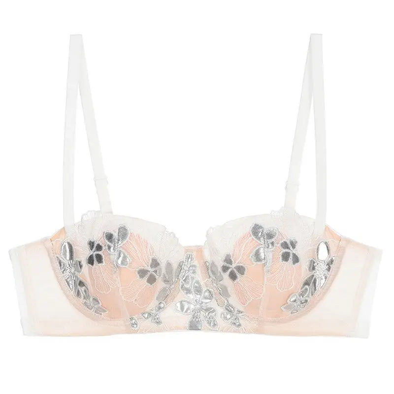 Biały komplet bielizny z haftem kwiatowym