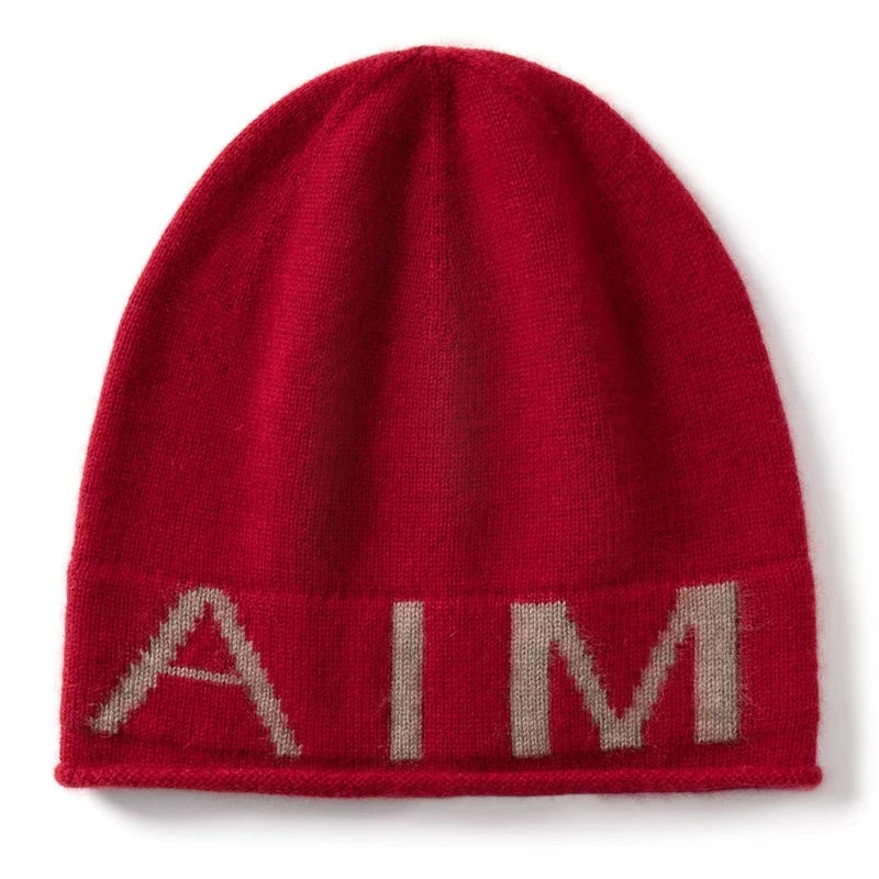 Kaszmirowa czapka beanie z napisem unisex