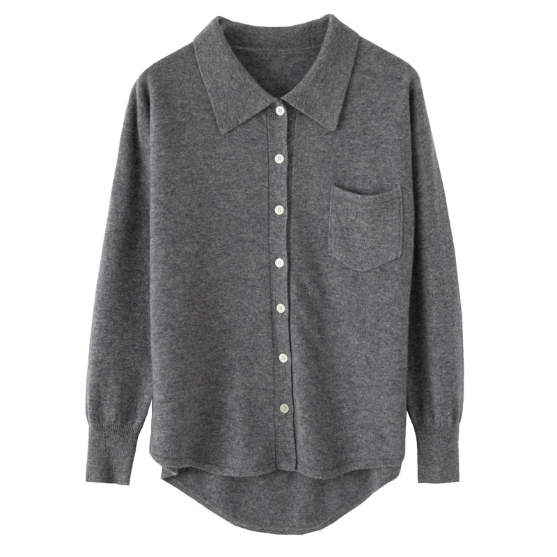 Damska wełniana koszula z kieszonką