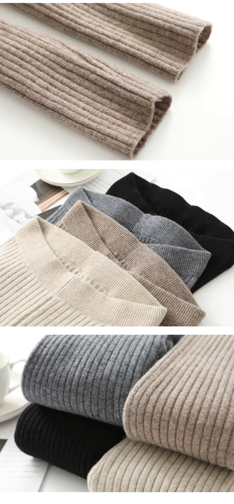 Prążkowane legginsy 100% wełny