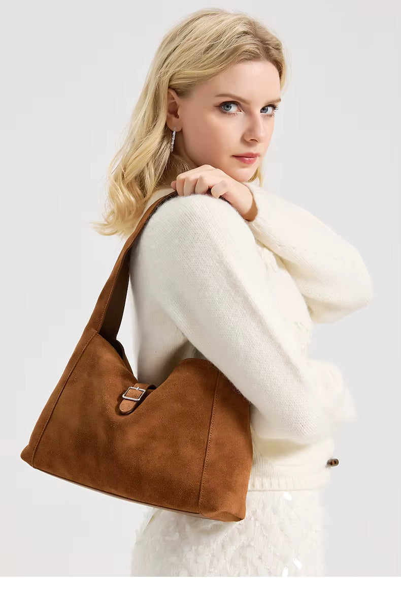 Skórzana zamszowa torba na ramię