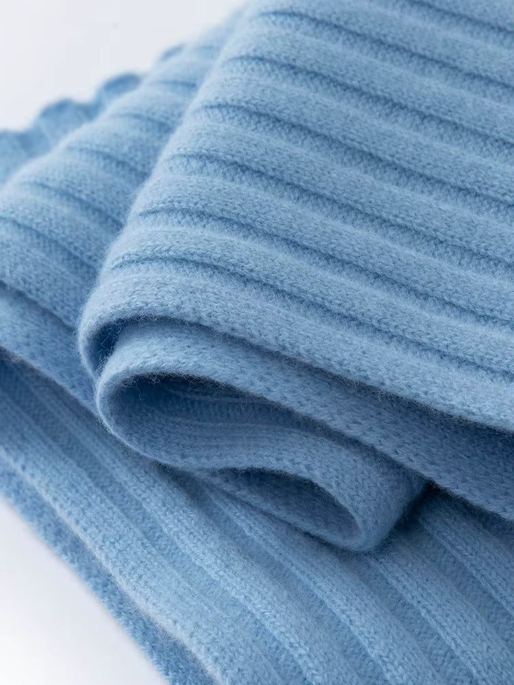 Wełniany szalik prążkowany unisex