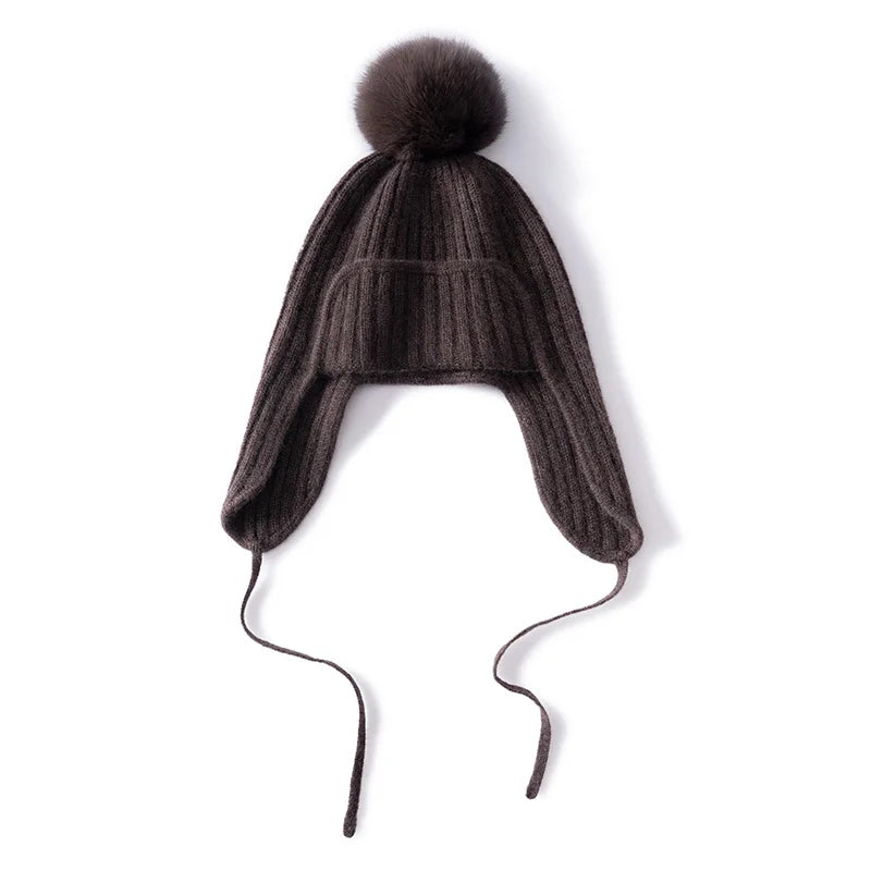 Kaszmirowa czapka z nausznikami