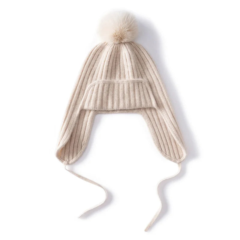 Kaszmirowa czapka z nausznikami