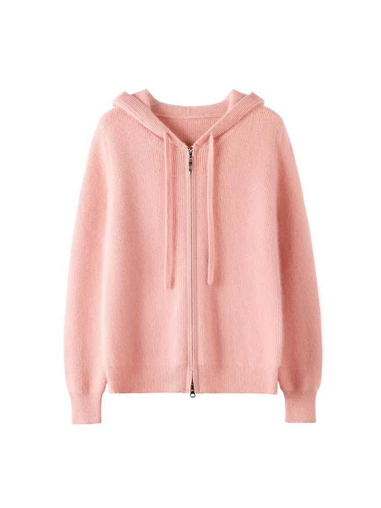 Wełniana bluza z kapturem na suwak