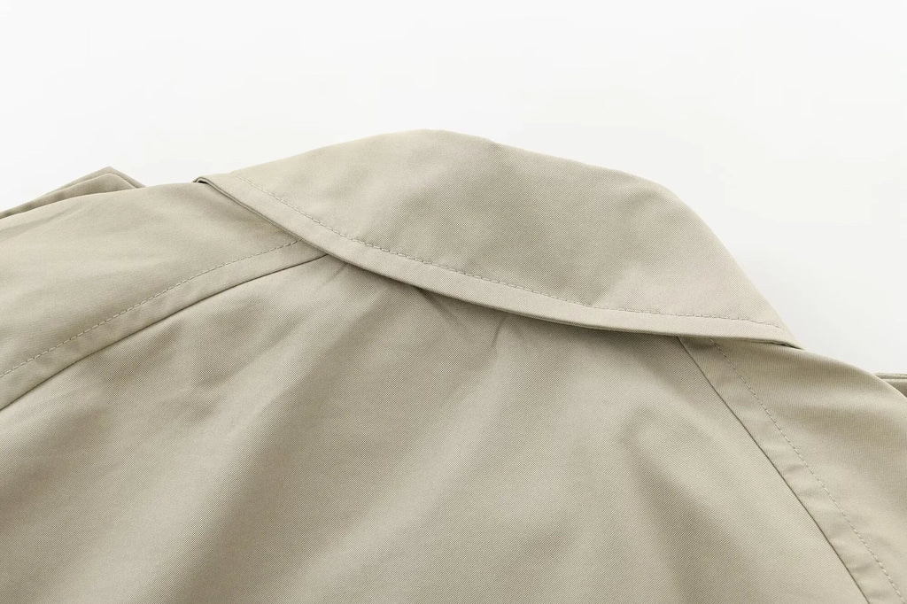 Krótki płaszcz trencz khaki