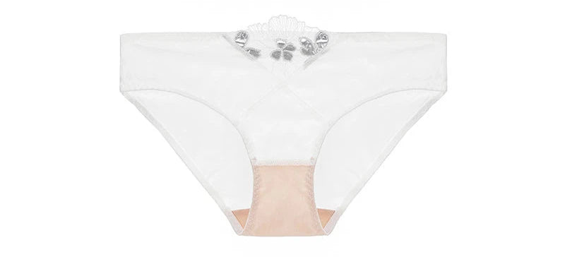 Biały komplet bielizny z haftem kwiatowym