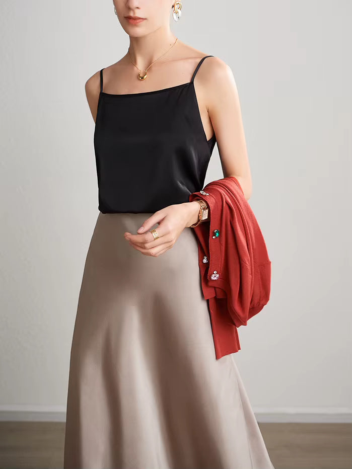 Jedwabny top na ramiączkach 100% jedwab