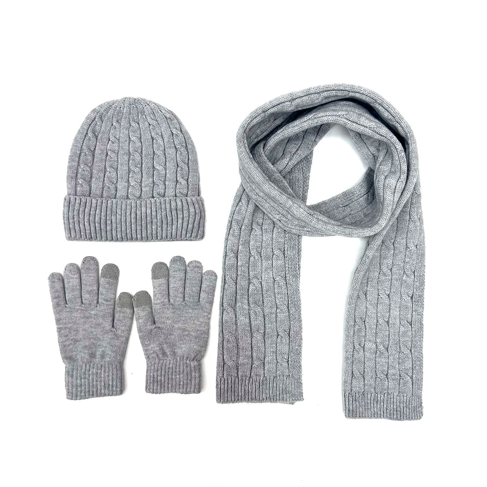 Wełniany komplet zimowy - czapka, szalik i rękawiczki Unisex