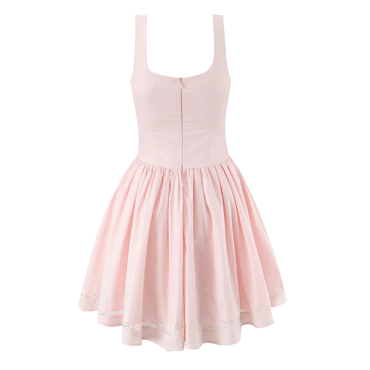 Różowa rozkloszowana sukienka z kokardami