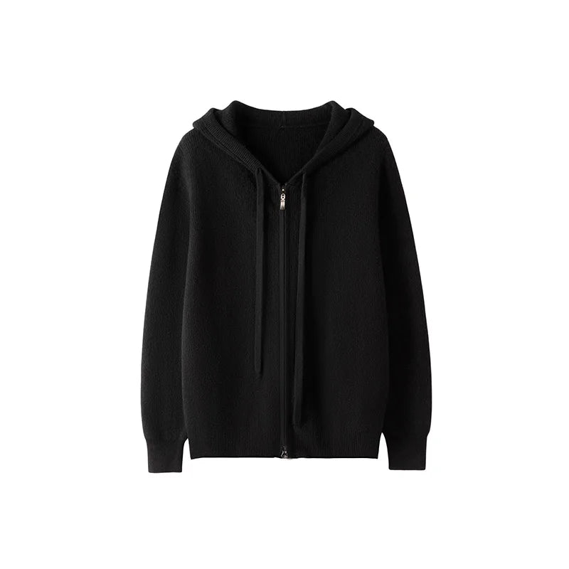 Wełniana bluza z kapturem na suwak
