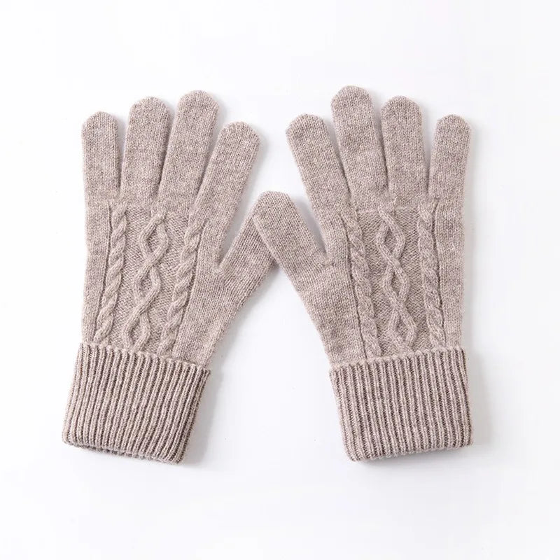 Wełniane rękawiczki z warkoczowym splotem