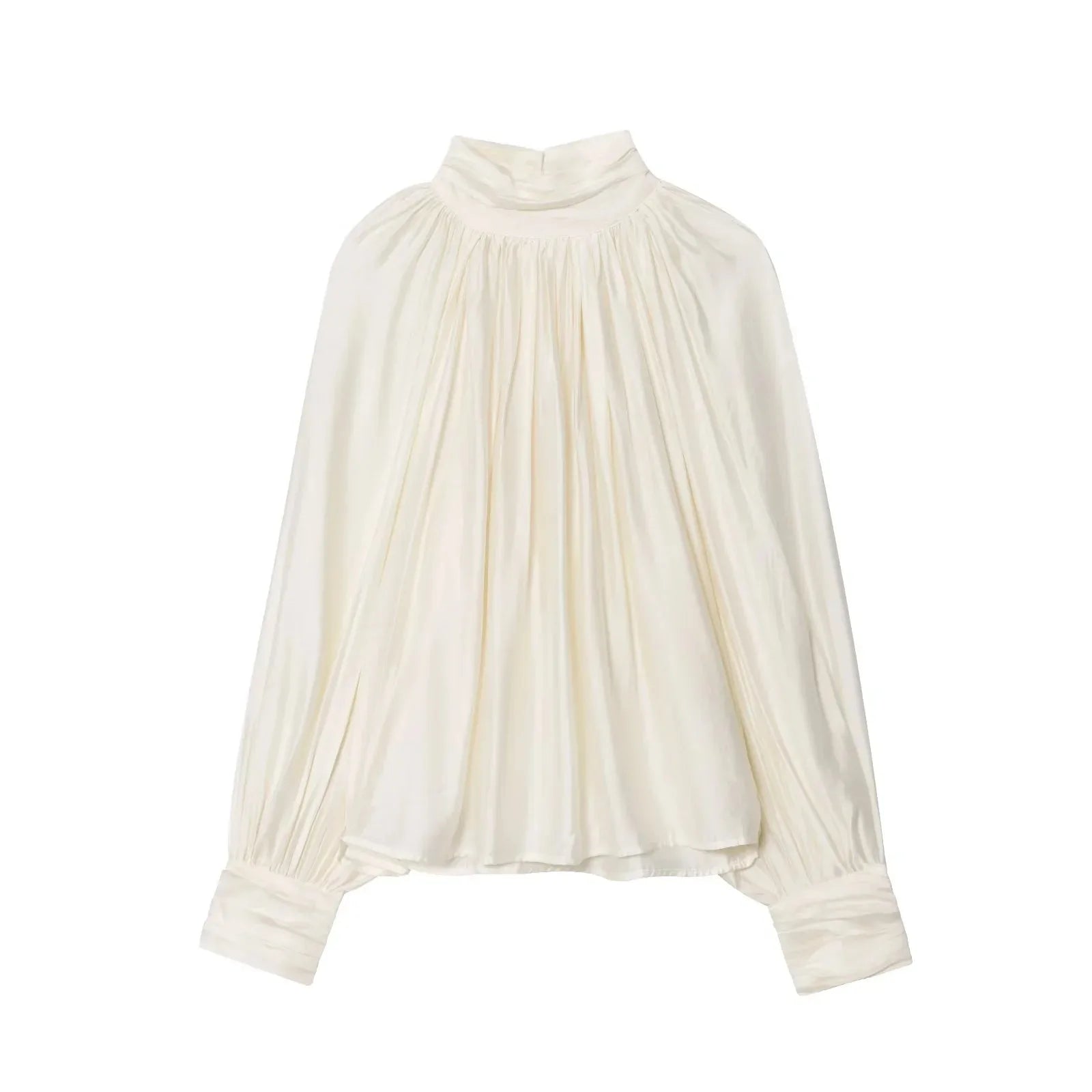 Drapowana bluzka koszula z satynowym wykończeniem