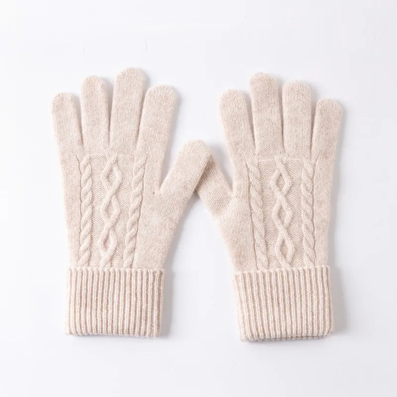 Wełniane rękawiczki z warkoczowym splotem