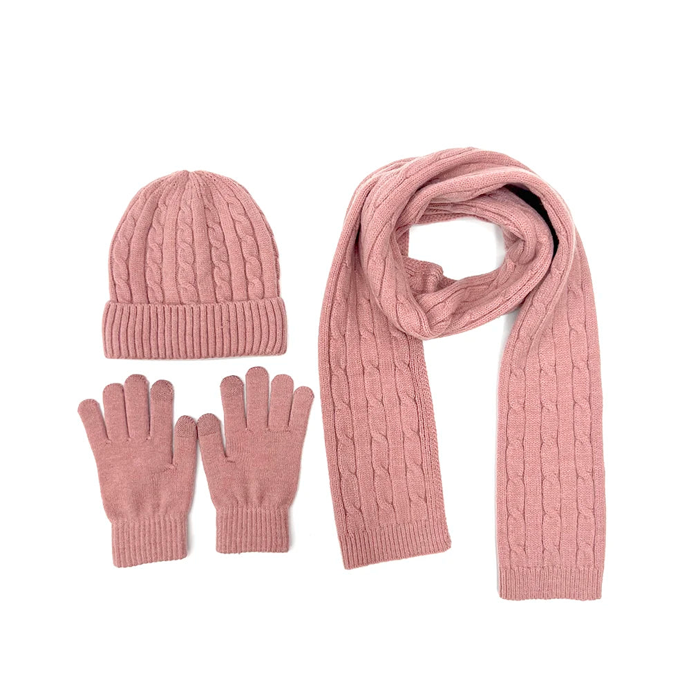 Wełniany komplet zimowy - czapka, szalik i rękawiczki Unisex
