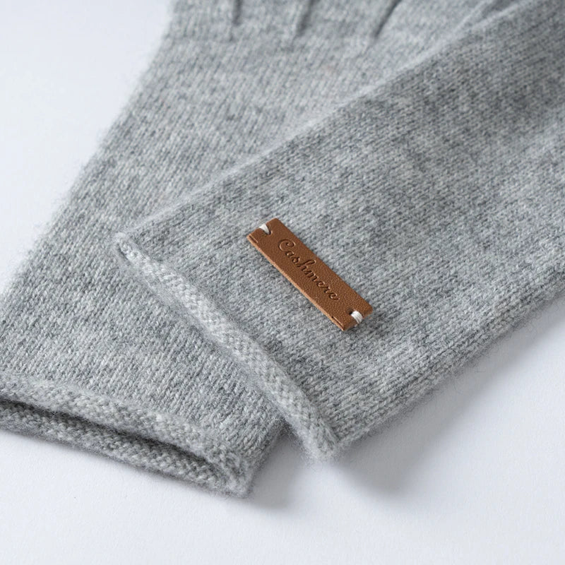 Kaszmirowe rękawiczki z naszywką