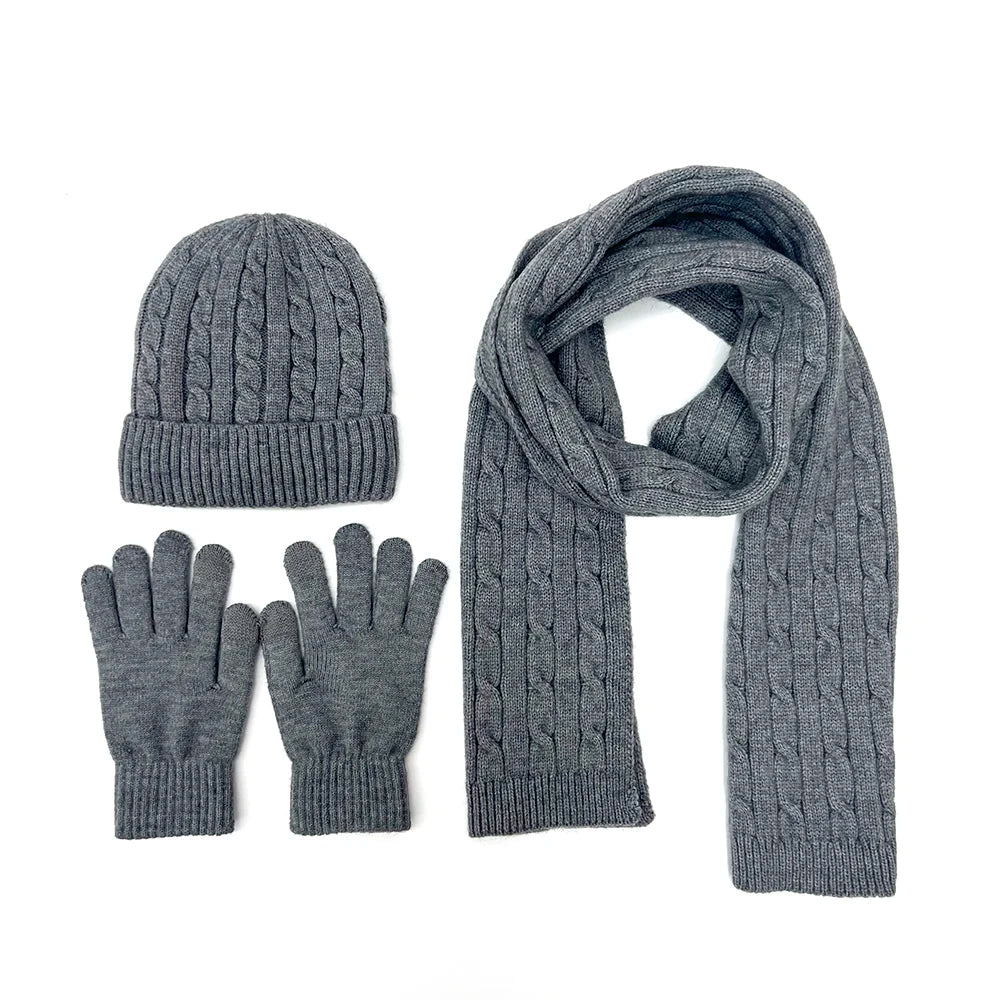 Wełniany komplet zimowy - czapka, szalik i rękawiczki Unisex