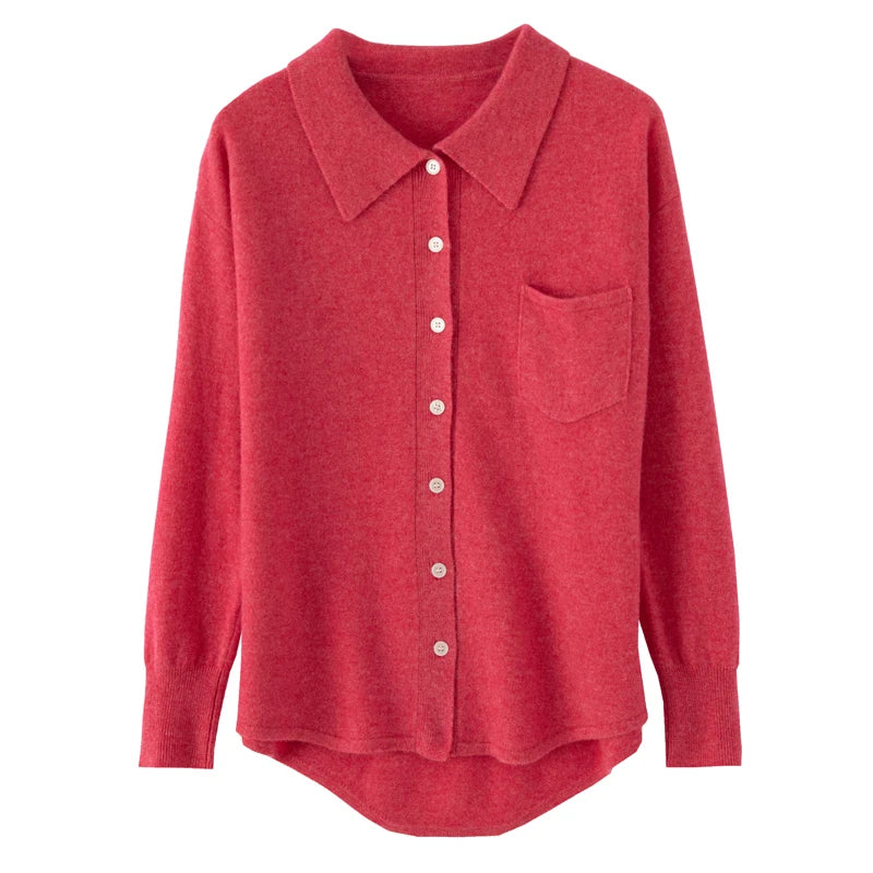 Damska wełniana koszula z kieszonką