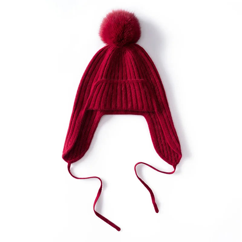 Kaszmirowa czapka z nausznikami