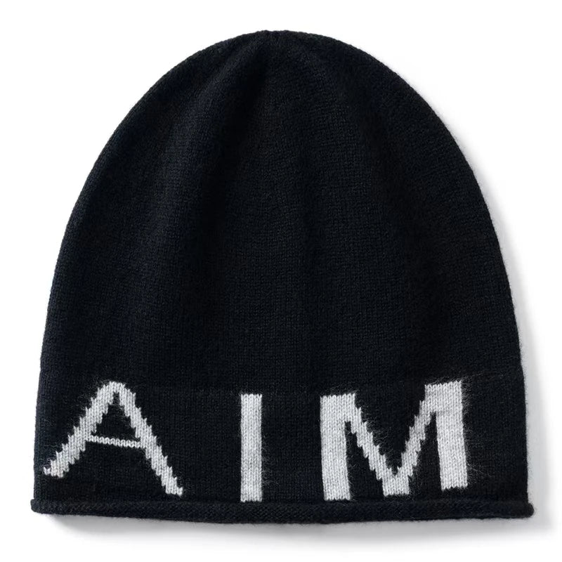 Kaszmirowa czapka beanie z napisem unisex