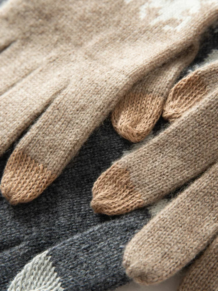 Kaszmirowe rękawiczki z norweskim wzorem