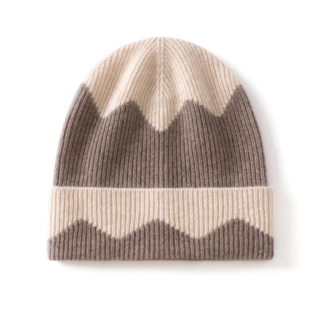 Dwukolorowa kaszmirowa czapka beanie