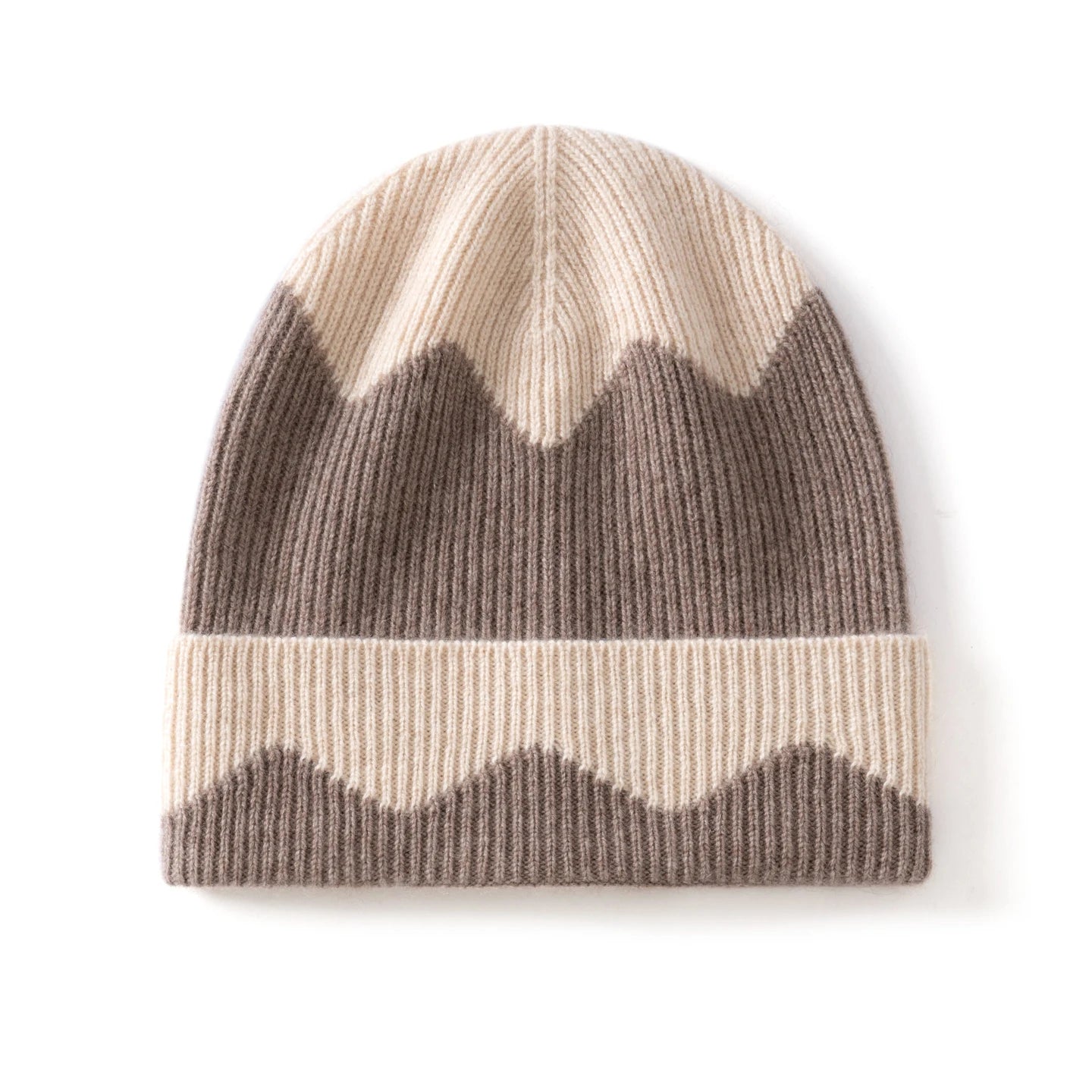 Dwukolorowa kaszmirowa czapka beanie