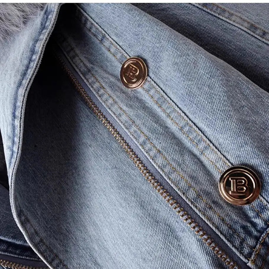 Bawełniana kurtka jeansowa z futerkiem