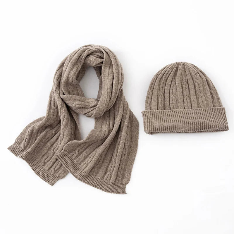 Wełniany komplet zimowy czapka i szalik