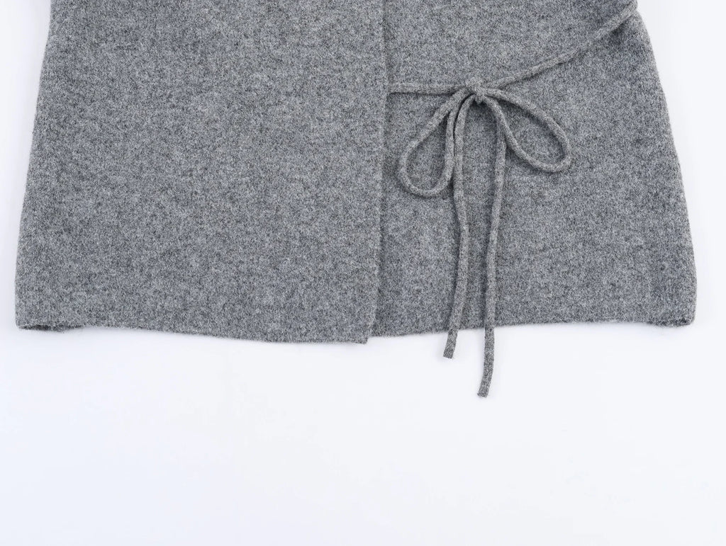 Szary kardigan z wiązaniem Regina