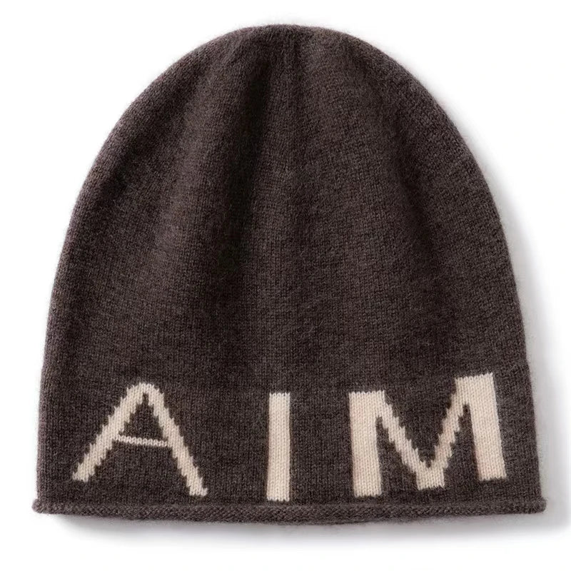 Kaszmirowa czapka beanie z napisem unisex