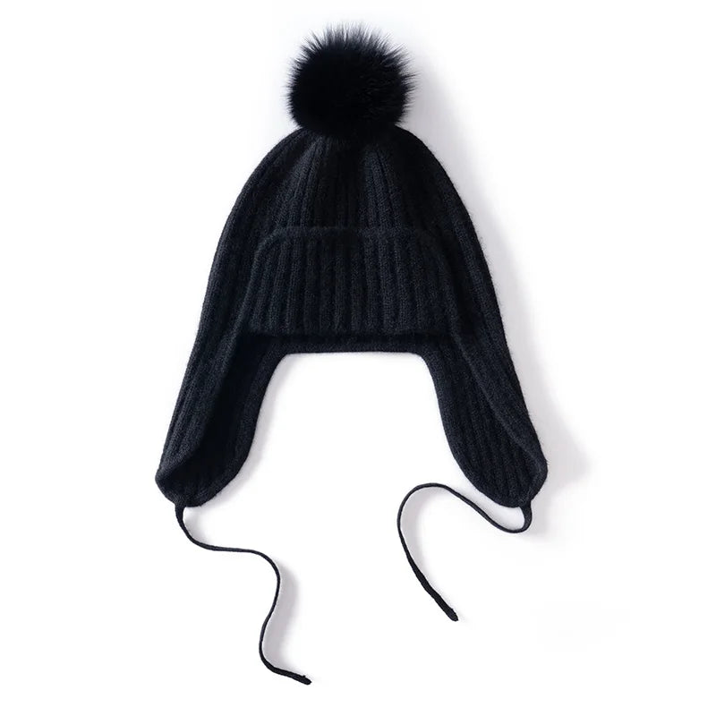 Kaszmirowa czapka z nausznikami