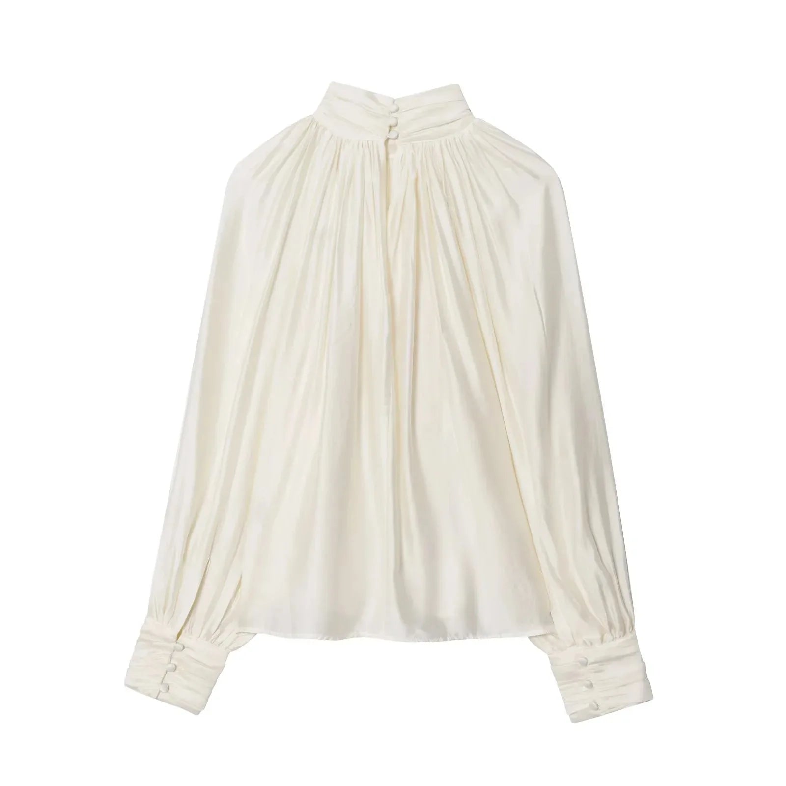 Drapowana bluzka koszula z satynowym wykończeniem