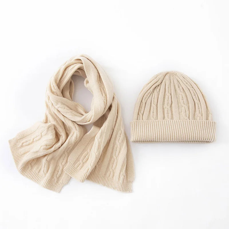 Wełniany komplet zimowy czapka i szalik