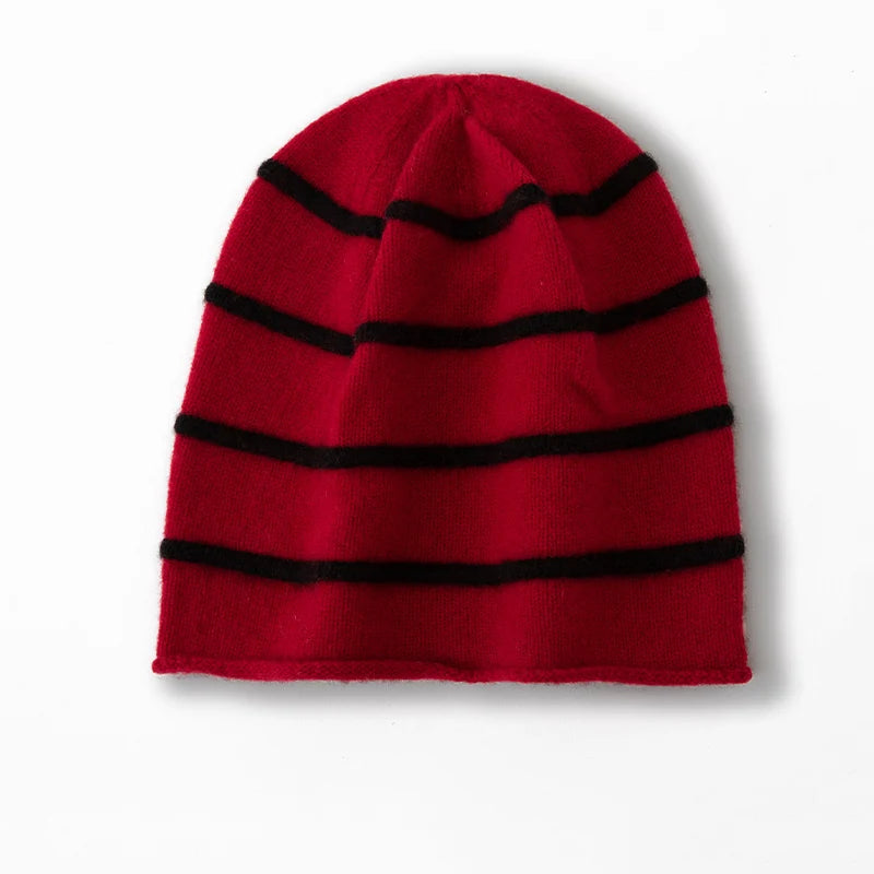 Damska kaszmirowa czapka w paski