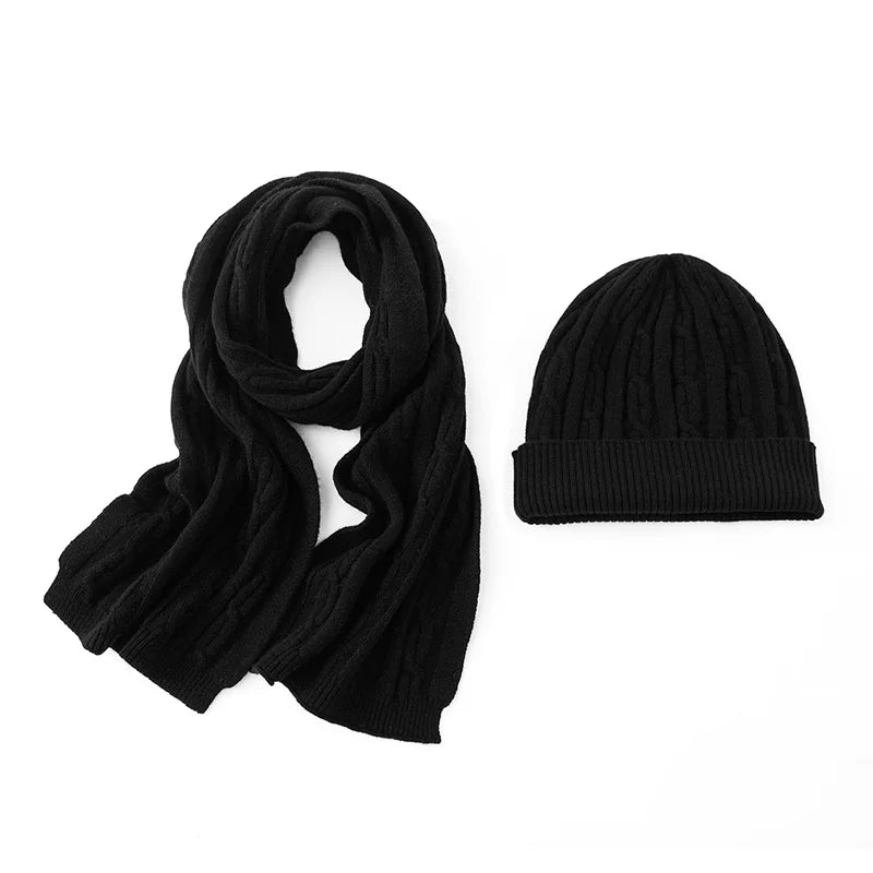Wełniany komplet zimowy czapka i szalik