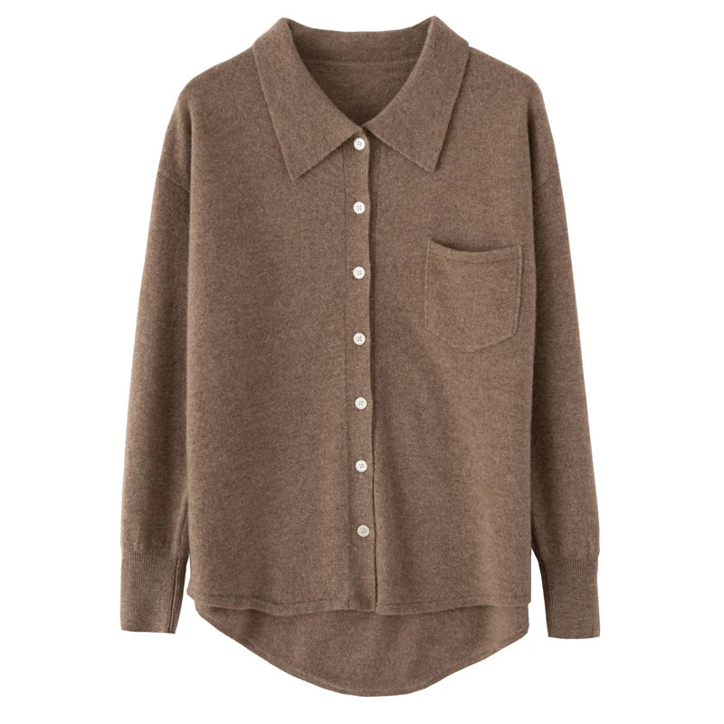 Damska wełniana koszula z kieszonką