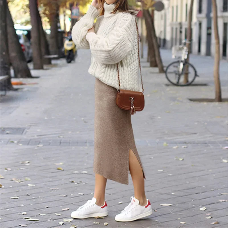 Spódnica midi w stylu minimalistycznym