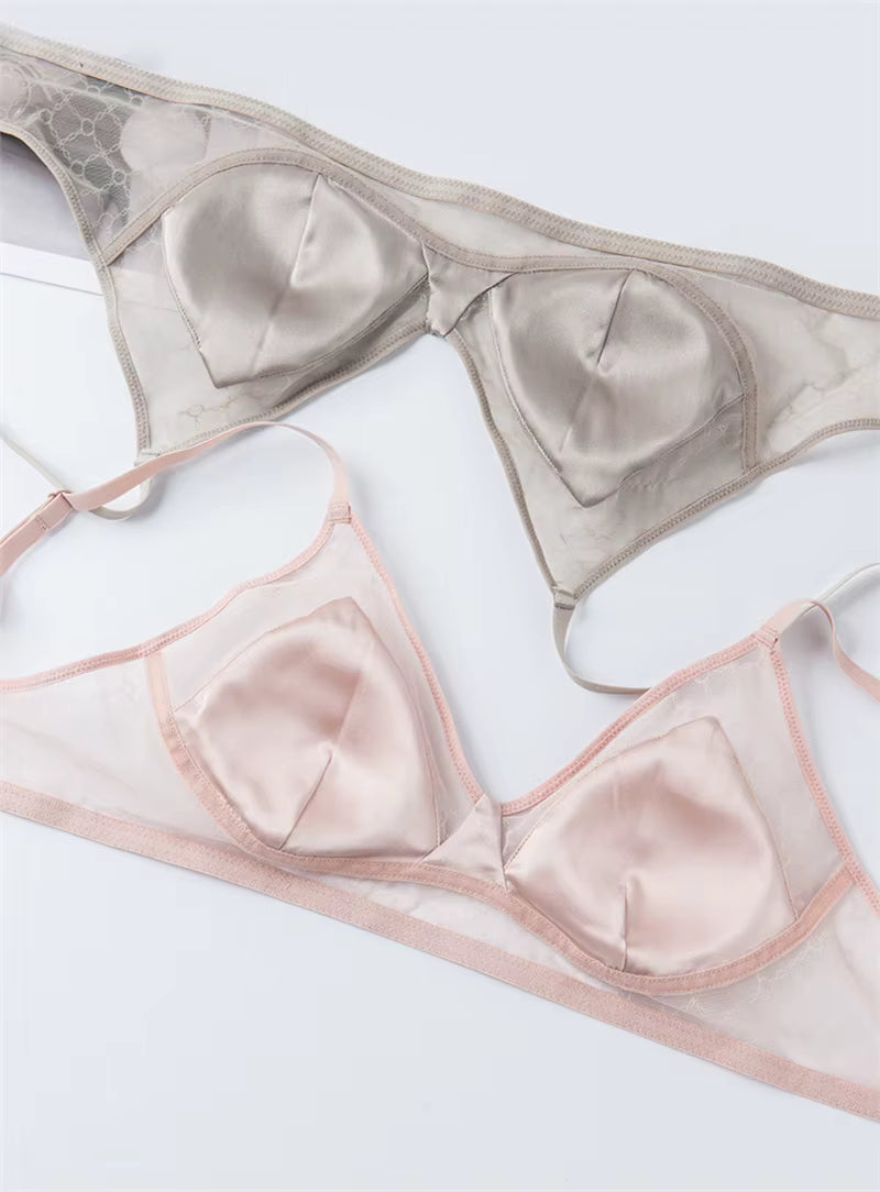 Jedwabny biustonosz z koronką